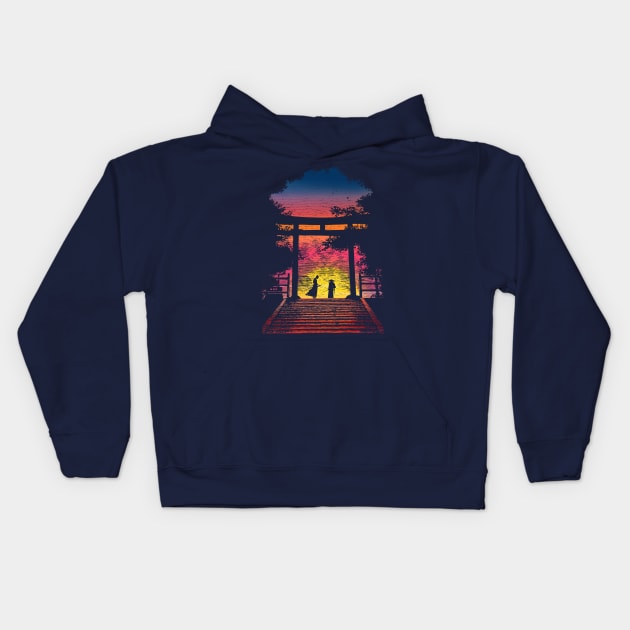 Samurai Battle Kids Hoodie by ElzeroStudio